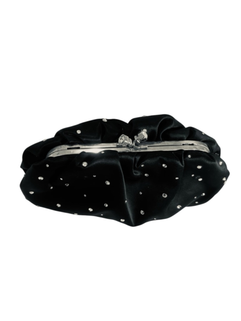 Franchi Black Satin Rhinestone Evening Clutch shoulder bag small - Picture 4 of 6